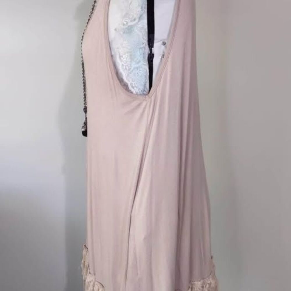 Medium Lace Easel Brown With laced Bottom Dress Tunic Layer It 32” Length C4073 - Picture 2 of 5